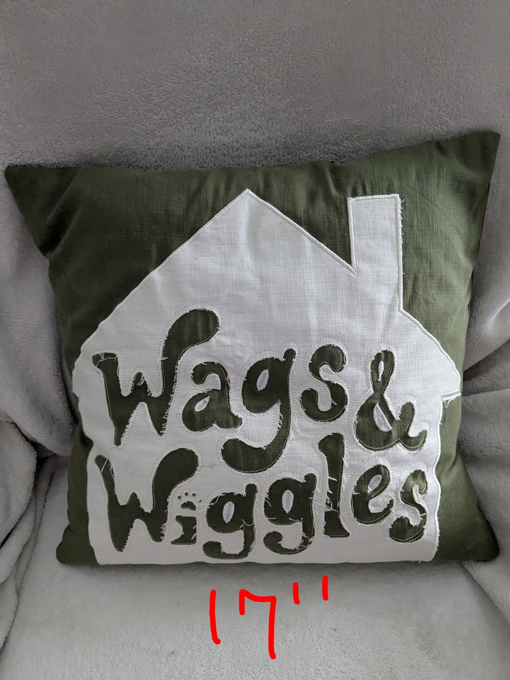 Sonoma Olive Green and White 'Wags & Wiggles' Decorative Pillow